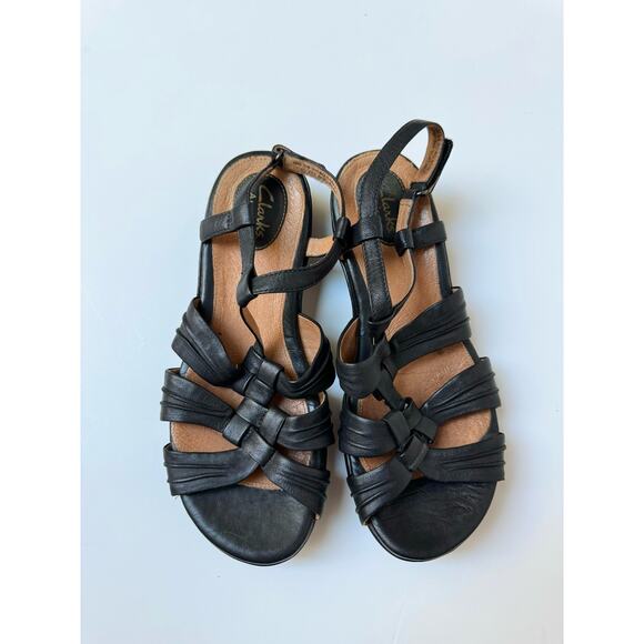 Clarks Artisan Shoes - Clarks Artisan Black Strappy Leather Sandals Women's 8.5 W